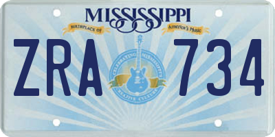MS license plate ZRA734