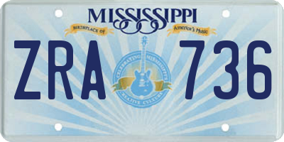 MS license plate ZRA736
