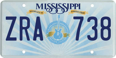 MS license plate ZRA738