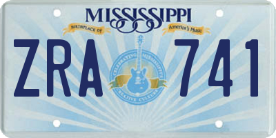 MS license plate ZRA741