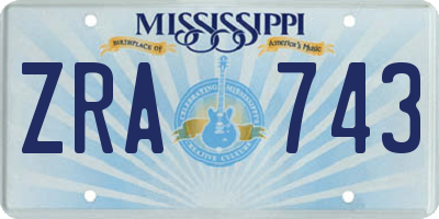 MS license plate ZRA743