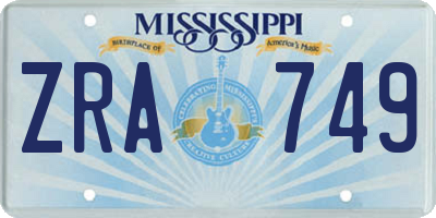 MS license plate ZRA749