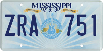 MS license plate ZRA751