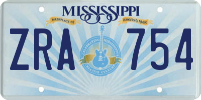 MS license plate ZRA754