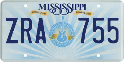 MS license plate ZRA755