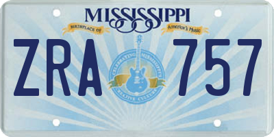 MS license plate ZRA757