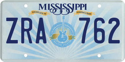 MS license plate ZRA762