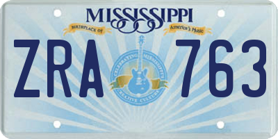 MS license plate ZRA763