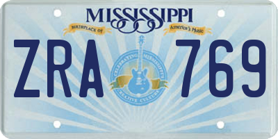 MS license plate ZRA769