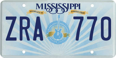 MS license plate ZRA770