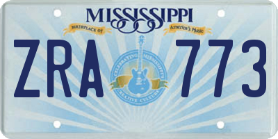 MS license plate ZRA773