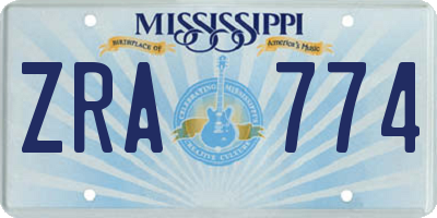MS license plate ZRA774