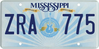 MS license plate ZRA775