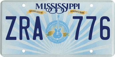 MS license plate ZRA776
