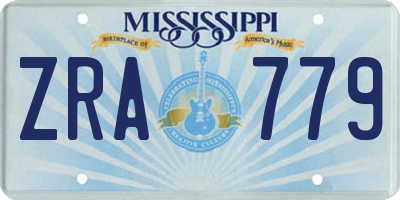 MS license plate ZRA779