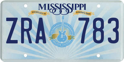 MS license plate ZRA783