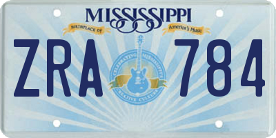 MS license plate ZRA784