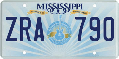 MS license plate ZRA790