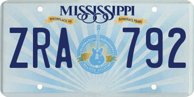 MS license plate ZRA792