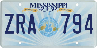 MS license plate ZRA794