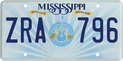 MS license plate ZRA796