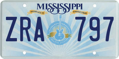 MS license plate ZRA797
