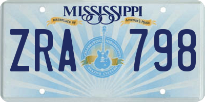 MS license plate ZRA798