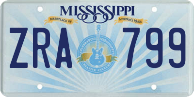 MS license plate ZRA799