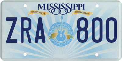 MS license plate ZRA800