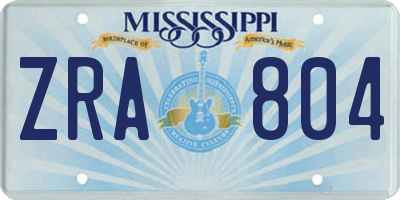 MS license plate ZRA804