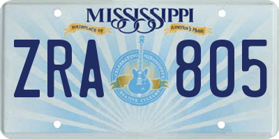 MS license plate ZRA805