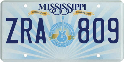 MS license plate ZRA809