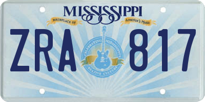 MS license plate ZRA817