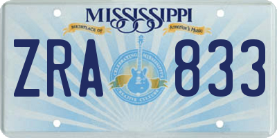 MS license plate ZRA833