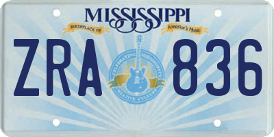 MS license plate ZRA836