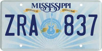 MS license plate ZRA837