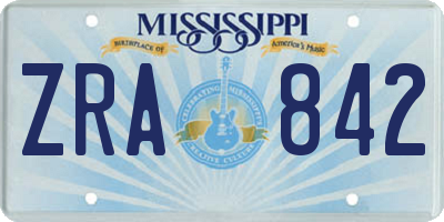 MS license plate ZRA842