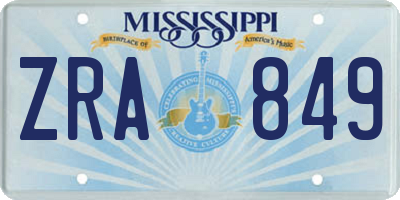 MS license plate ZRA849