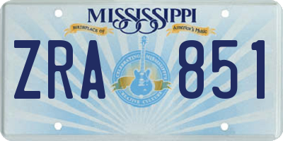 MS license plate ZRA851