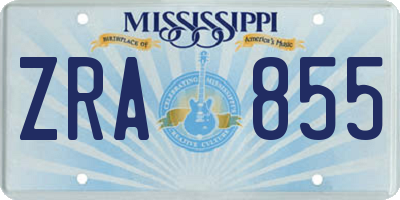 MS license plate ZRA855