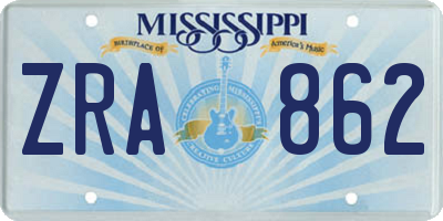 MS license plate ZRA862
