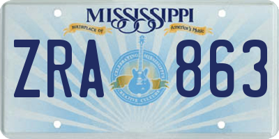 MS license plate ZRA863