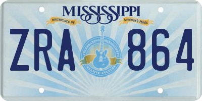 MS license plate ZRA864