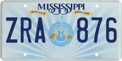 MS license plate ZRA876
