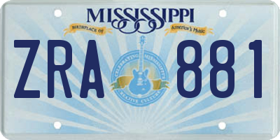 MS license plate ZRA881