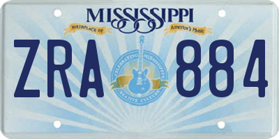 MS license plate ZRA884