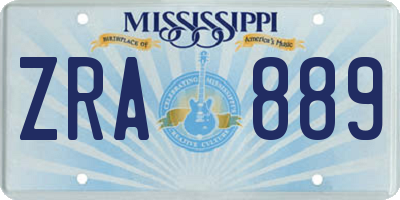 MS license plate ZRA889