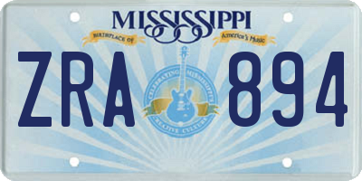 MS license plate ZRA894