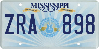 MS license plate ZRA898
