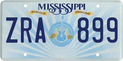 MS license plate ZRA899